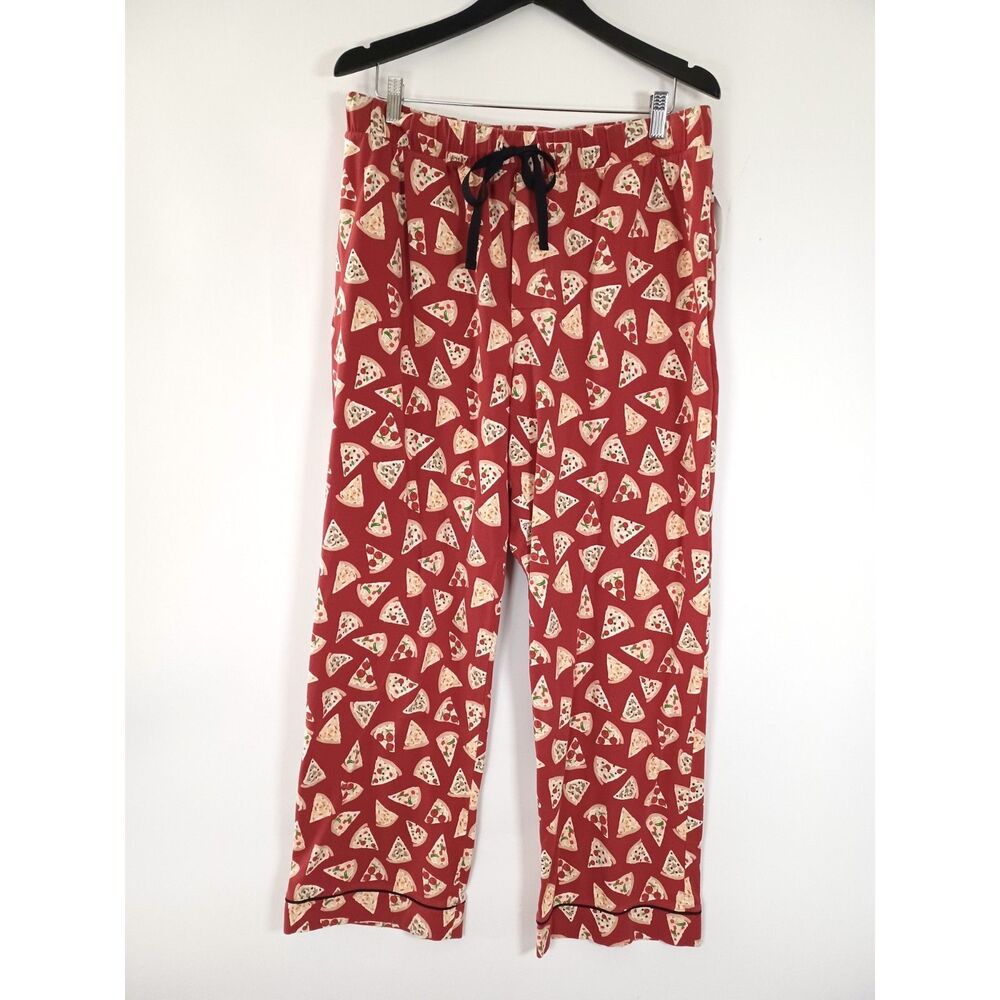 BedHead Pajama Pants Organic Cotton Mens Large Pizza Lounge Sleep Comfy
